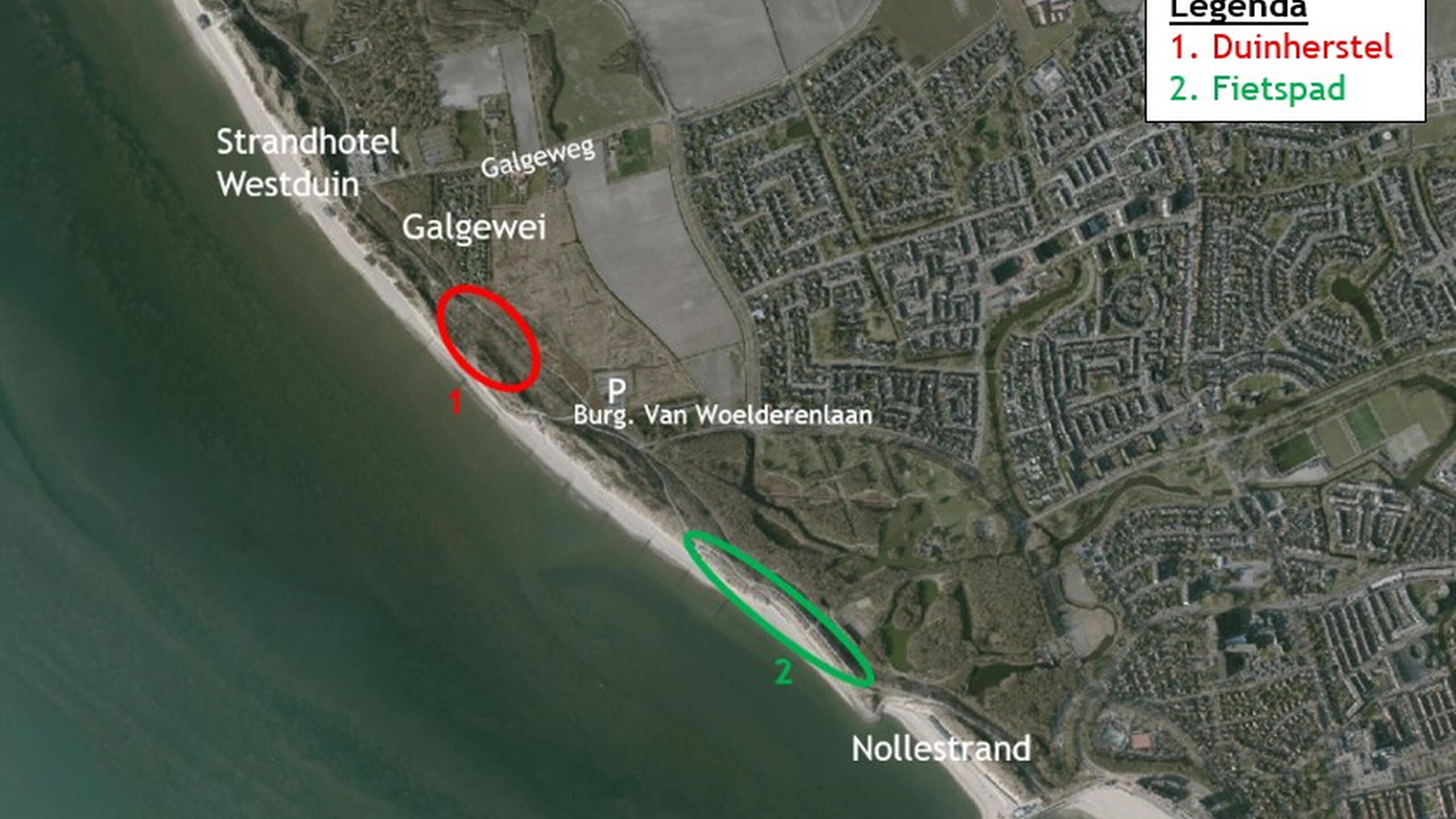 Kaartje van Dishoek (Zeeland) waarbij fietspad en werkzaamheden zijn gespecificeerd