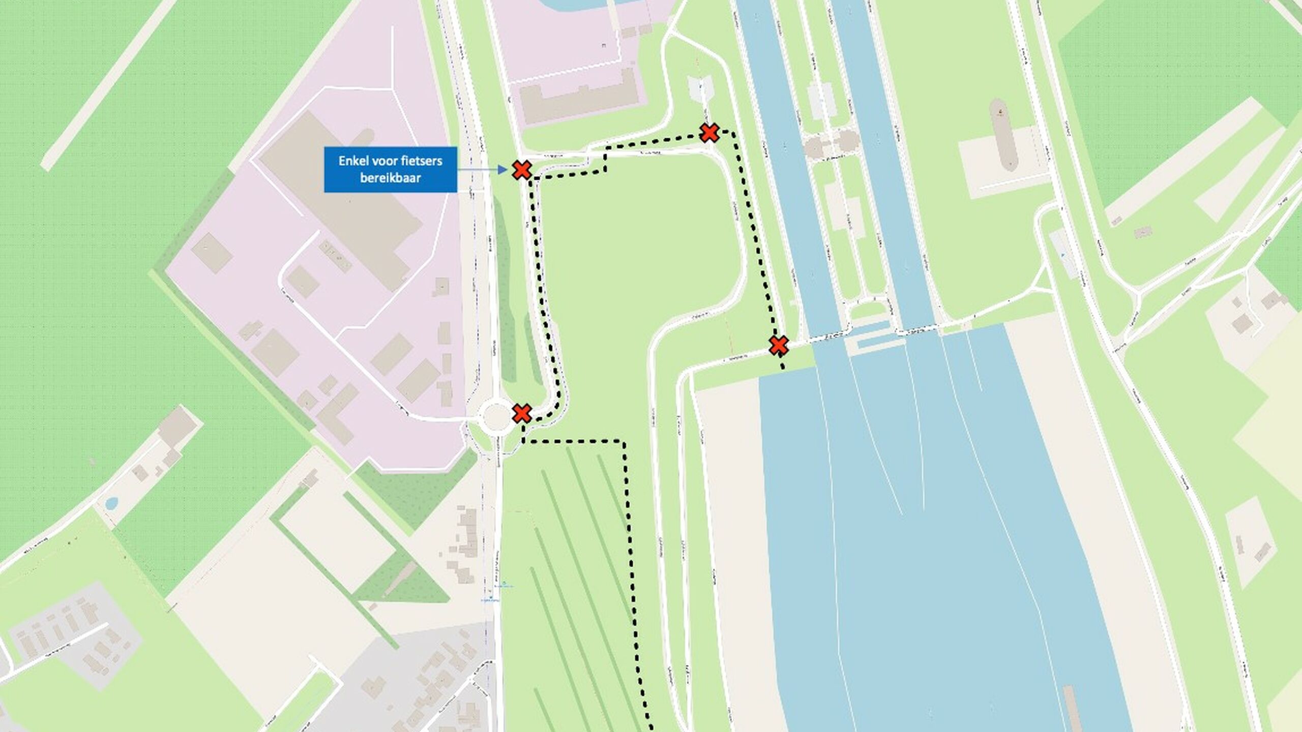 Kaart van de verkeerssituatie bij het sluizencomplex bij Hansweert.