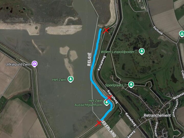 Kaart herstelwerkzaamheden aan de Nieuwe Zwindijk