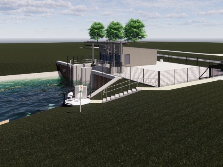 Een impressie van de nieuwbouw bij gemaal De Poel.