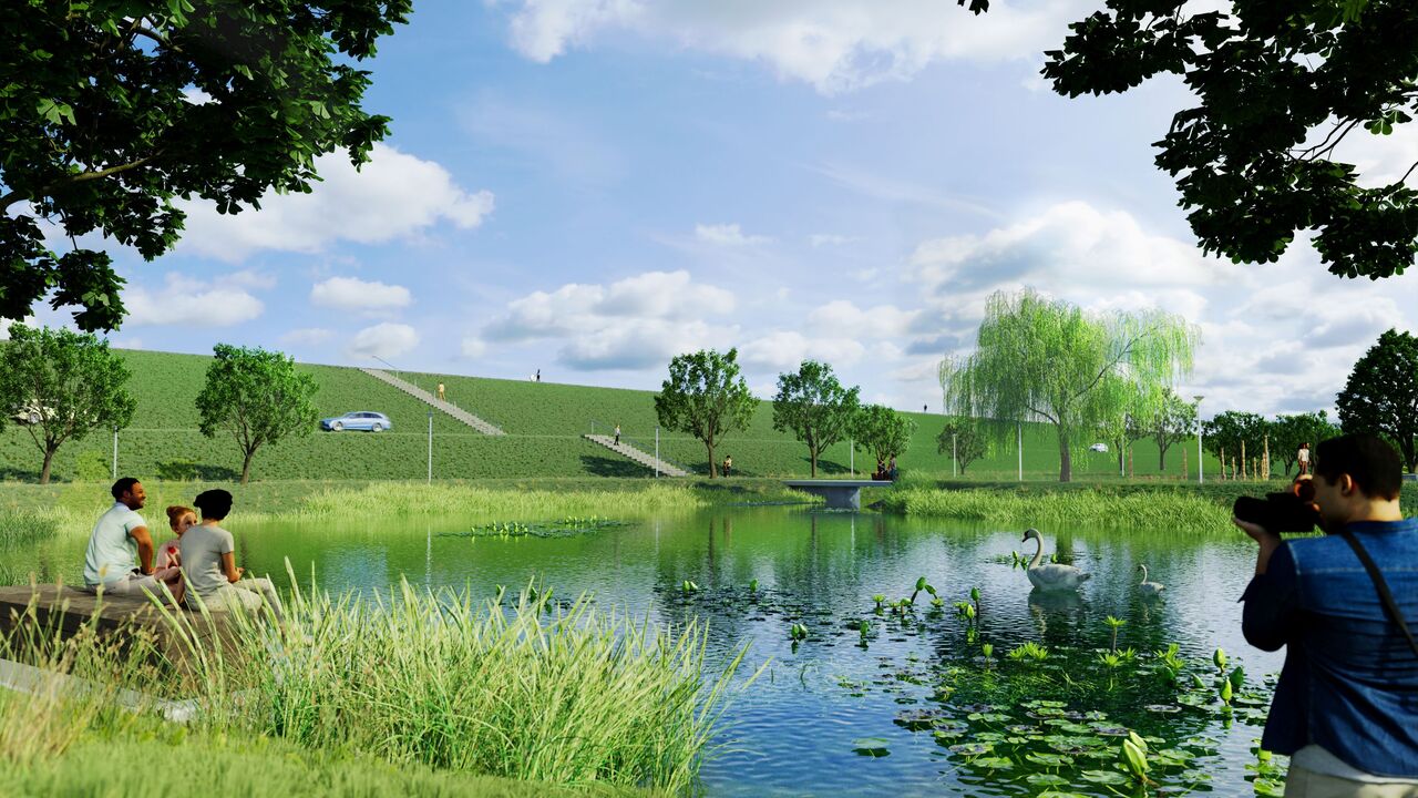 visualisatie van de toekomstige parkzone