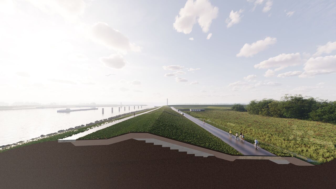 visualisatie van de toekomstige Kanaaldijk