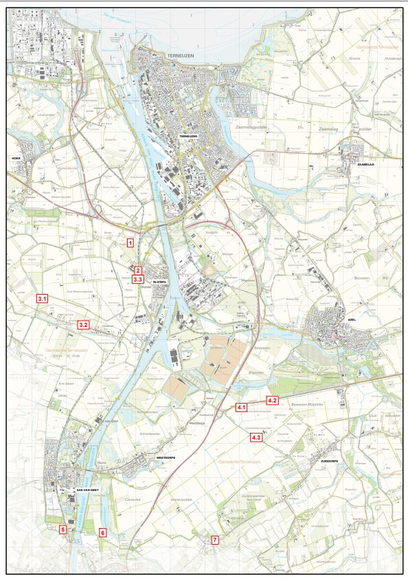 Gebiedskaart Klimaatrobuust watermanagement Zeeuws-Vlaanderen.