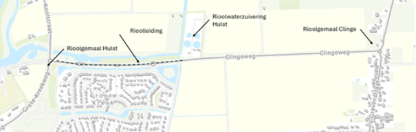Overzichtskaart van waterketen van Hulst en Clinge