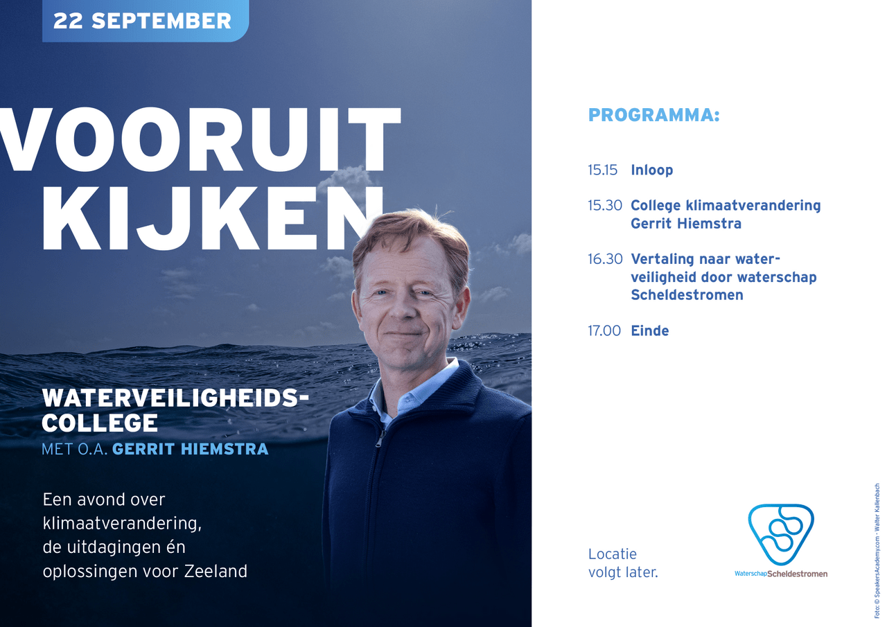Programma van het waterveiligheidscollege met een foto van Gerrit Hiemstra